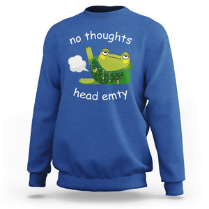 No Thoughts Head Empty Cute Frog Meme Blasting Fart Sweatshirt TS09 Royal Blue Printyourwear