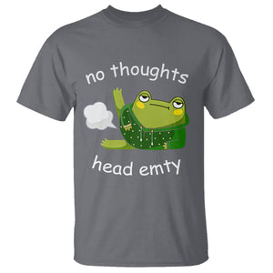 No Thoughts Head Empty Cute Frog Meme Blasting Fart T Shirt TS09 Charcoal Printyourwear