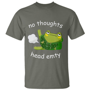 No Thoughts Head Empty Cute Frog Meme Blasting Fart T Shirt TS09 Military Green Printyourwear