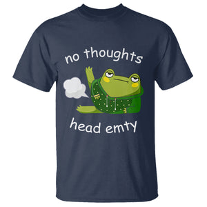 No Thoughts Head Empty Cute Frog Meme Blasting Fart T Shirt TS09 Navy Printyourwear