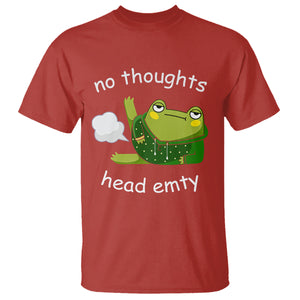 No Thoughts Head Empty Cute Frog Meme Blasting Fart T Shirt TS09 Red Printyourwear