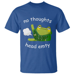 No Thoughts Head Empty Cute Frog Meme Blasting Fart T Shirt TS09 Royal Blue Printyourwear