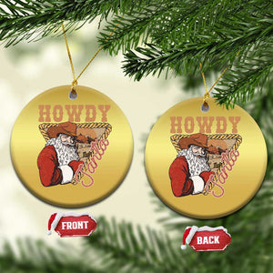 Xmas Cowboy Santa Christmas Ornament Howdy Santa Vintage Western TS09 Circle Gold Print Your Wear