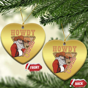 Xmas Cowboy Santa Christmas Ornament Howdy Santa Vintage Western TS09 Heart Gold Print Your Wear