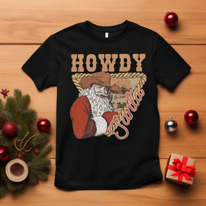 Howdy Santa Cowboy Vintage Western Christmas T Shirt TS09 Black Printyourwear