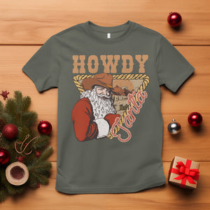 Howdy Santa Cowboy Vintage Western Christmas T Shirt TS09 Military Green Printyourwear