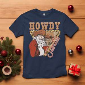 Howdy Santa Cowboy Vintage Western Christmas T Shirt TS09 Navy Printyourwear