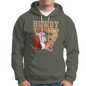 Howdy Santa Cowboy Vintage Western Christmas Hoodie TS09 Military Green Printyourwear