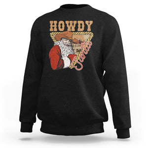 Howdy Santa Cowboy Vintage Western Christmas Sweatshirt TS09 Black Printyourwear