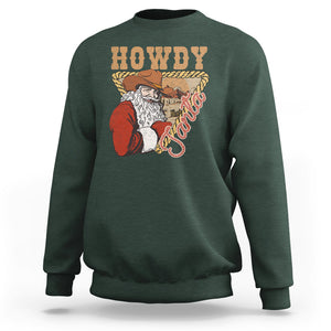 Howdy Santa Cowboy Vintage Western Christmas Sweatshirt TS09 Dark Forest Green Printyourwear