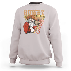 Howdy Santa Cowboy Vintage Western Christmas Sweatshirt TS09 Ice Gray Printyourwear