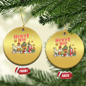 Howdy Hos Cowboy Vintage Western Xmas Christmas Ornament TS09 Circle Gold Print Your Wear