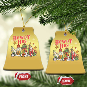 Howdy Hos Cowboy Vintage Western Xmas Christmas Ornament TS09 Bell Flake Gold Print Your Wear