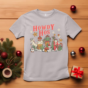 Howdy Hos Cowboy Vintage Western Christmas T Shirt TS09 Ice Gray Printyourwear