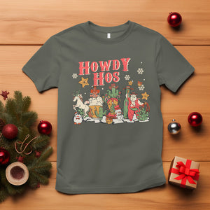 Howdy Hos Cowboy Vintage Western Christmas T Shirt TS09 Military Green Printyourwear