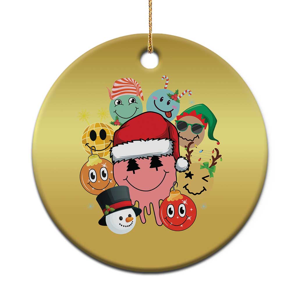 Funny Xmas Christmas Ornament Retro Groovy Xmas Tree Eye Face Reindeer Snowman Efl TS09 Print Your Wear