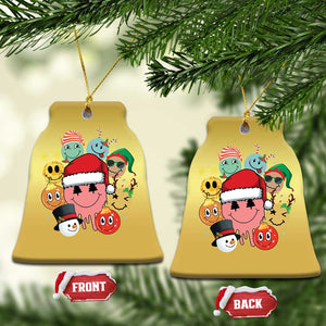 Funny Xmas Christmas Ornament Retro Groovy Xmas Tree Eye Face Reindeer Snowman Efl TS09 Bell Flake Gold Print Your Wear