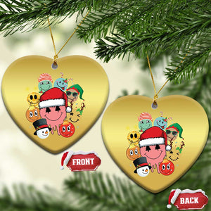 Funny Xmas Christmas Ornament Retro Groovy Xmas Tree Eye Face Reindeer Snowman Efl TS09 Heart Gold Print Your Wear