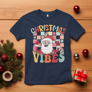 Vintage Groovy Santa Christmas Vibe Funny Retro T Shirt TS09 Navy Printyourwear