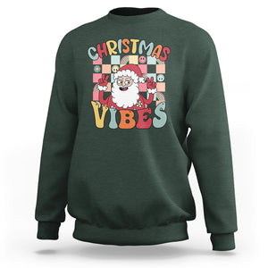 Vintage Groovy Santa Christmas Vibe Funny Retro Sweatshirt TS09 Dark Forest Green Printyourwear