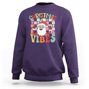 Vintage Groovy Santa Christmas Vibe Funny Retro Sweatshirt TS09 Purple Printyourwear