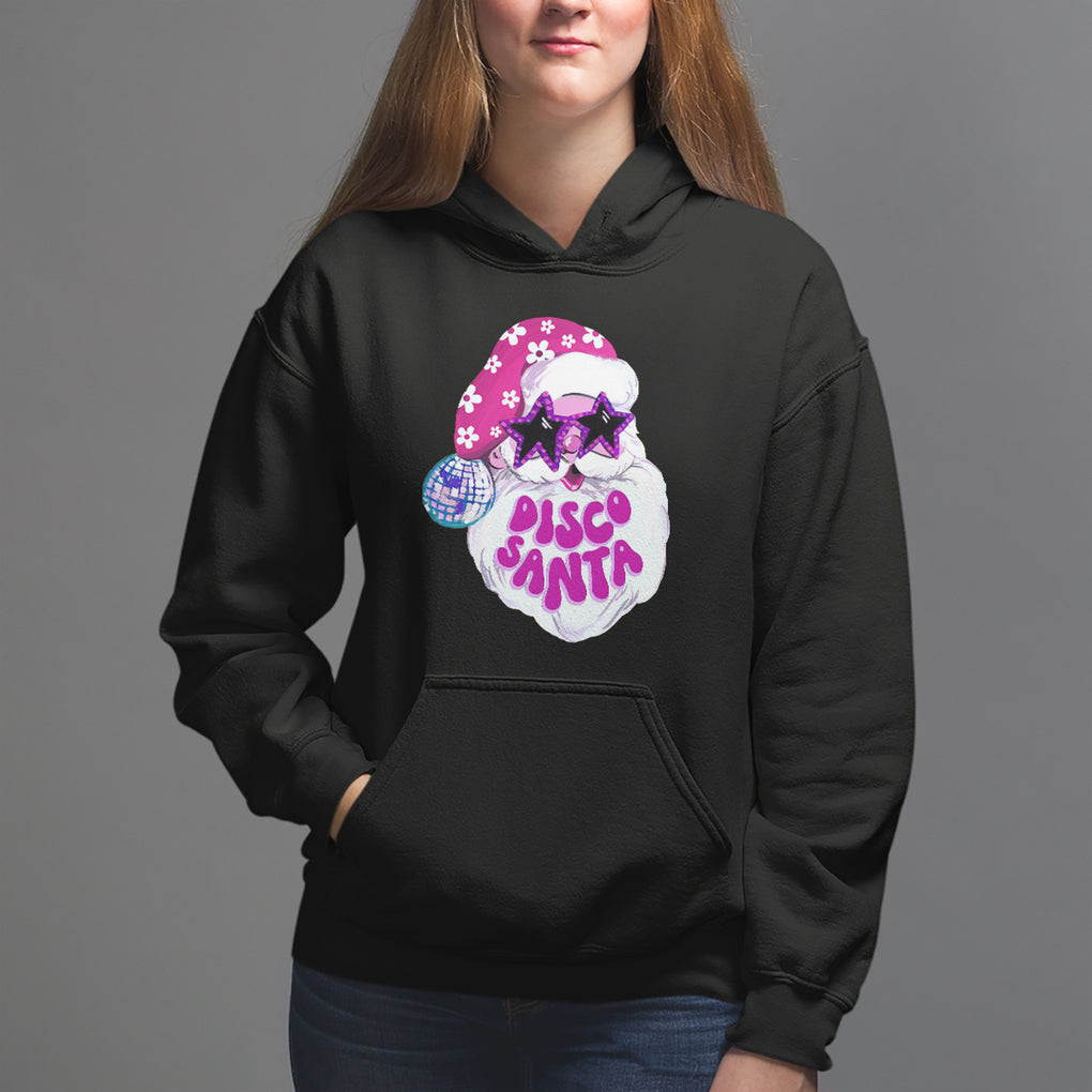 Funny Pink Santa Retro Groovy Funky Disco Christmas Cool Sunglass Hoodie TS09 Black Printyourwear