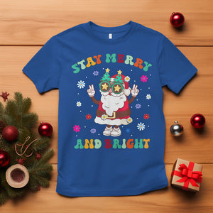 Stay Marry and bright Groovy Christmas Hippie Santa Clause T Shirt TS09 Royal Blue Printyourwear