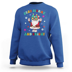 Stay Marry and bright Groovy Christmas Hippie Santa Clause Sweatshirt TS09 Royal Blue Printyourwear