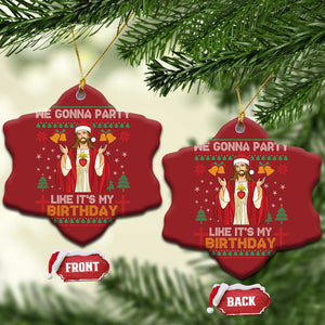 Funny Jesus Birthday Christmas Ornament We Gonna Party Like It's My Birthday Xmas TS09 Snow Flake Red Print Your Wear