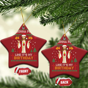 Funny Jesus Birthday Christmas Ornament We Gonna Party Like It's My Birthday Xmas TS09 Star Red Print Your Wear