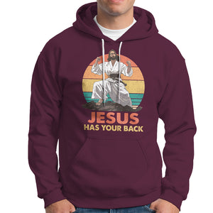 Jesus Has Your Back Jitsu Retro Christian Hoodie TS09 Maroon Printyourwear