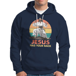 Jesus Has Your Back Jitsu Retro Christian Hoodie TS09 Navy Printyourwear