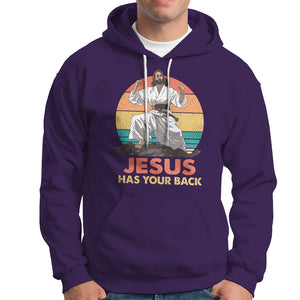 Jesus Has Your Back Jitsu Retro Christian Hoodie TS09 Purple Printyourwear