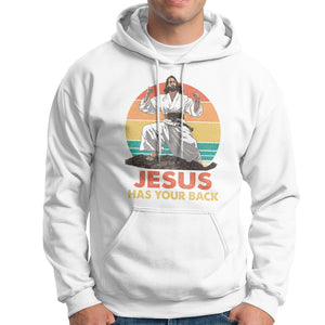 Jesus Has Your Back Jitsu Retro Christian Hoodie TS09 White Printyourwear