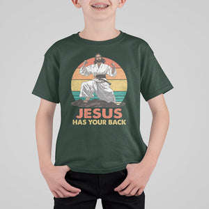 Jesus Has Your Back Jitsu Retro Christian T Shirt For Kid TS09 Dark Forest Green Printyourwear