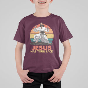 Jesus Has Your Back Jitsu Retro Christian T Shirt For Kid TS09 Maroon Printyourwear