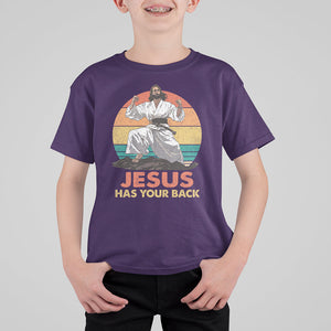 Jesus Has Your Back Jitsu Retro Christian T Shirt For Kid TS09 Purple Printyourwear