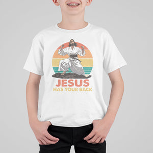 Jesus Has Your Back Jitsu Retro Christian T Shirt For Kid TS09 White Printyourwear