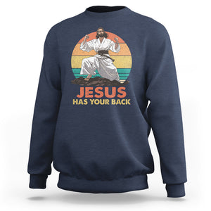 Jesus Has Your Back Jitsu Retro Christian Sweatshirt TS09 Navy Printyourwear