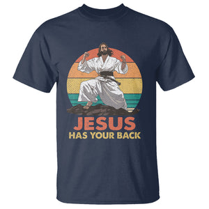 Jesus Has Your Back Jitsu Retro Christian T Shirt TS09 Navy Printyourwear