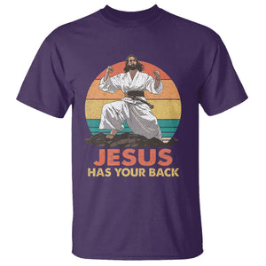 Jesus Has Your Back Jitsu Retro Christian T Shirt TS09 Purple Printyourwear