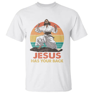 Jesus Has Your Back Jitsu Retro Christian T Shirt TS09 White Printyourwear