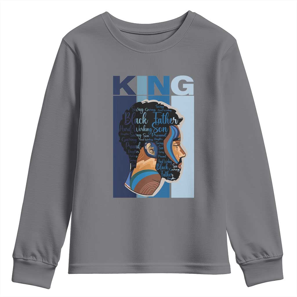 African American Dad Youth Sweatshirt Black History King Melanin Father Pride TS09 Charcoal Print Your Wear