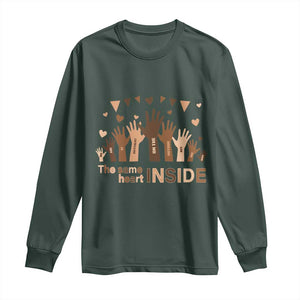 Black History Month Long Sleeve Shirt We Can Be Different On The Outside But We Have The Same Heart TS09 Dark Forest Green Print Your Wear