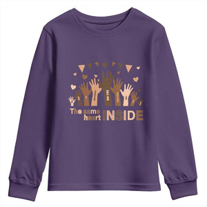 Black History Month Youth Sweatshirt We Can Be Different On The Outside But We Have The Same Heart TS09 Purple Print Your Wear