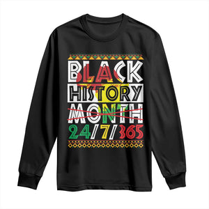 Black History Long Sleeve Shirt 24/7/365 Pride African American TS09 Black Print Your Wear