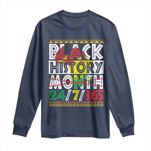 Black History Long Sleeve Shirt 24/7/365 Pride African American TS09 Navy Print Your Wear