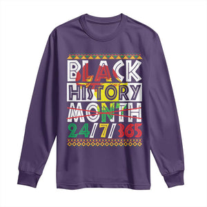 Black History Long Sleeve Shirt 24/7/365 Pride African American TS09 Purple Print Your Wear