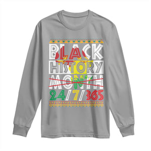 Black History Long Sleeve Shirt 24/7/365 Pride African American TS09 Sport Gray Print Your Wear