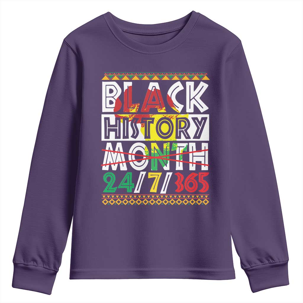 Black History Youth Sweatshirt 24/7/365 Pride African American TS09 Purple Print Your Wear